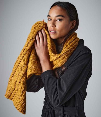 Beechfield Cable Knit Melange Scarf - MUS - ONE